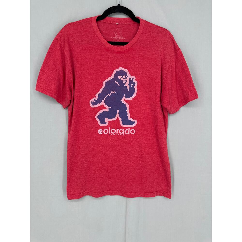 Colorado Limited Shirt Mens Medium Red Sasquatch Bigfoot Graphic Tee Peace - Picture 1 of 6